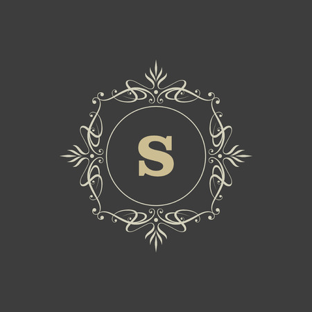 calligraphic monogram emblem, logo design vector illustrationのイラスト素材