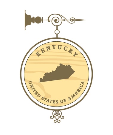Vintage label with map of Kentucky, vectorのイラスト素材