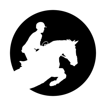 vector illustration, rider controls running horse, competitions show jumpingのイラスト素材