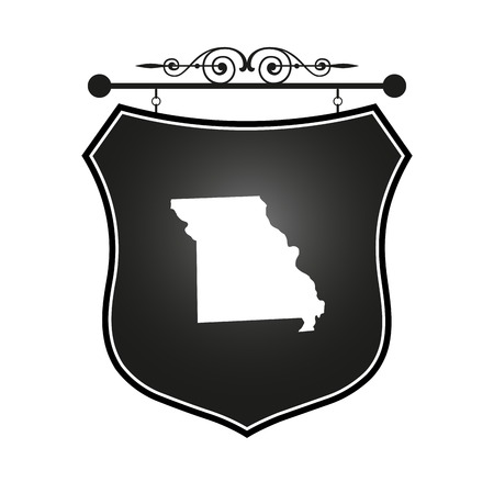Missouri map on heraldic signのイラスト素材
