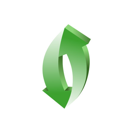 Green recycle sign. Two black arrows circulate. Re-create new materials. Vector illustration recycle symbolのイラスト素材