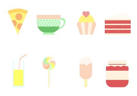 A set of sweets with pizza illustrationのイラスト素材