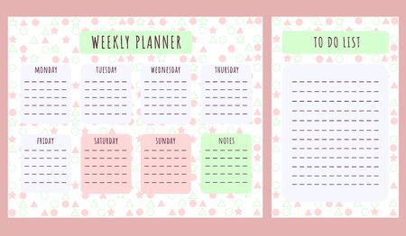 Laconic weekly planner for girls. Vector illustration.のイラスト素材