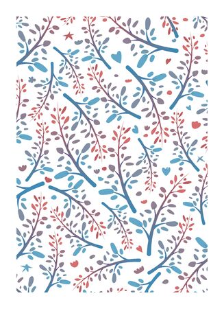 Pattern of leaves and twigs with a color transition. Vector illustration.のイラスト素材