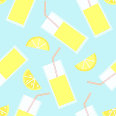 Fresh pattern with lemon slices and lemonade.のイラスト素材