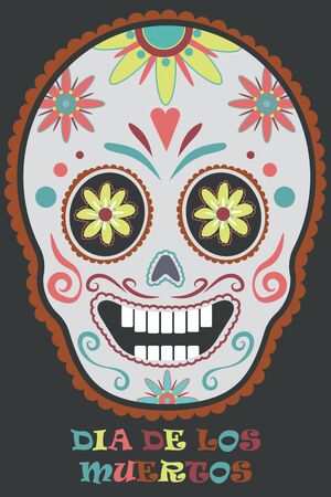 A painted  skull for the day of the dead in Mexico.のイラスト素材