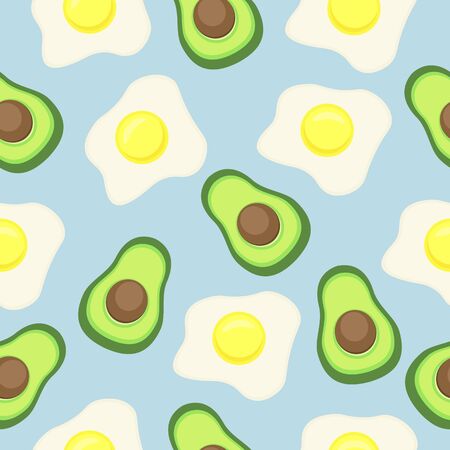 Simple pattern with fried eggs and avocado.のイラスト素材