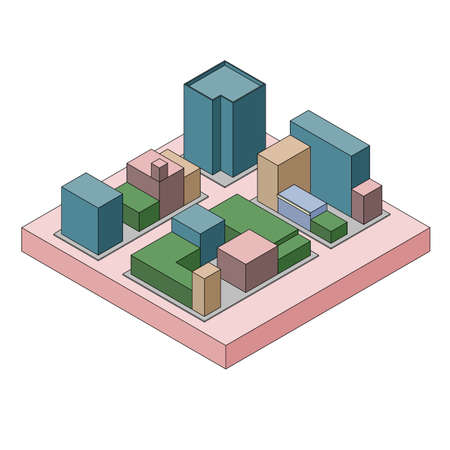Conceptual layout of the city. City view from above. Vector illustration.のイラスト素材