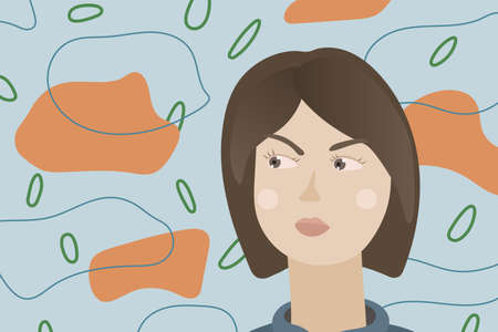 Pensive girl on an abstractのイラスト素材