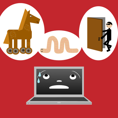 The Health Risks of Computer: trojan, worm and backdoorのイラスト素材