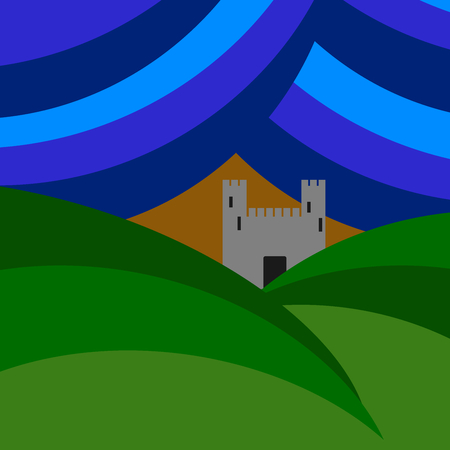 A castle between earth and skyのイラスト素材