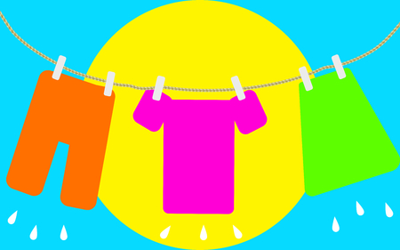 Colored laundry hang outのイラスト素材