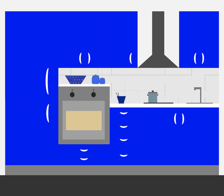 A modern cobalt blue kitchenの写真素材