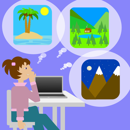 Dreaming of holidays while you are workingの写真素材