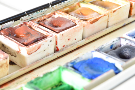 Watercolors paletteの写真素材