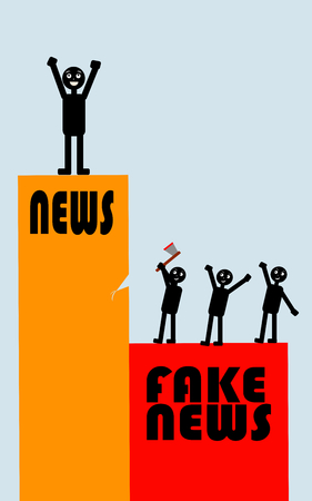 Fake and fact: fakes news and reality on internet today.のイラスト素材