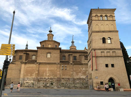 The tourist office in an ancient tower of Zuda in Zaragoza in Spainのeditorial素材