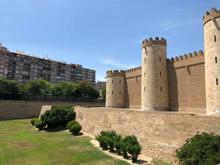 The AljaferÃ­a Palace or castle the headquarters of Aragon Parliament in Zaragoza, Spainのeditorial素材