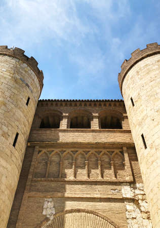 The AljaferÃ­a Palace or castle the headquarters of Aragon Parliament in Zaragoza, Spainのeditorial素材