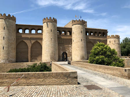 The AljaferÃ­a Palace or castle the headquarters of Aragon Parliament in Zaragoza, Spainのeditorial素材