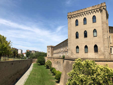The AljaferÃ­a Palace or castle the headquarters of Aragon Parliament in Zaragoza, Spainのeditorial素材