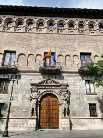 An ancient and beautiful palace of Zaragoza, in Aragon, Spainのeditorial素材