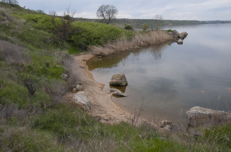 Colorful beach on the shore in Hadzhibey estuaryの写真素材