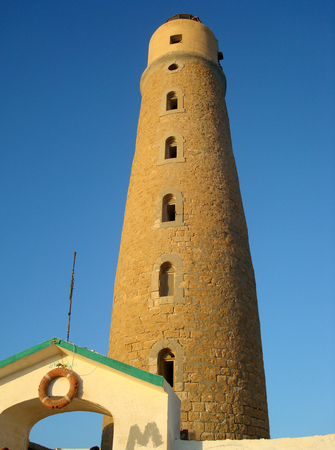 Lighthouse of Big Brother, Brother Islands, Red Sea, Egyptの写真素材