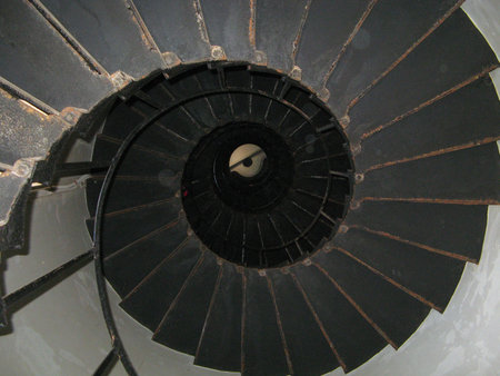 A spiral staircase inside the lighthouse on the island of Big Brother, Red Sea, Egypt