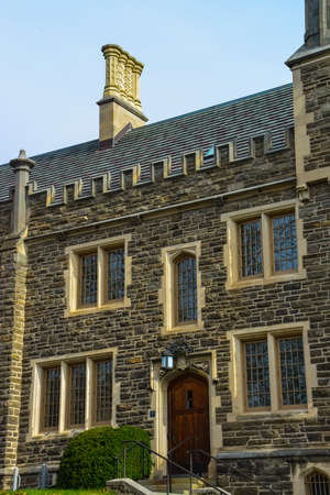 PRINCETON, NJ USA - NOVENBER 12, 2019: windows and elements of architecture in the educational building. Princeton University, Princeton, New Jersey USAのeditorial素材