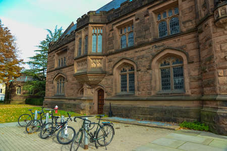 PRINCETON, NJ USA - NOVENBER 12, 2019: Princeton University has elegant stone-clad buildings such as Pyne Hall, Princeton NJのeditorial素材