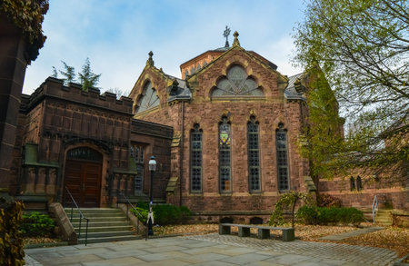 PRINCETON, NJ USA - NOVENBER 12, 2019: Princeton University has elegant stone-clad buildings such as...