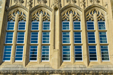 PRINCETON, NJ USA - NOVENBER 12, 2019: windows and elements of architecture in the educational building. Princeton University, Princeton, New Jersey USAのeditorial素材