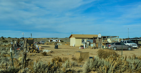 NEW MEXICO, USA - NOVEMBER 19, 2019: Typical Native American Reservation Homes in New Mexico, USAのeditorial素材