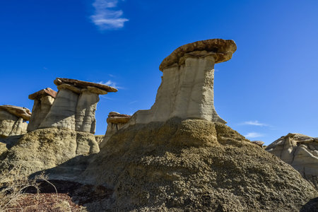 Weird sandstone formations created by erosion at Ah-Shi-Sle-Pah Wilderness Study Area in San Juan County near the city of Farmington, New Mexico.の写真素材