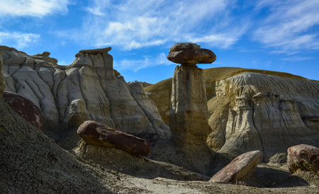 Weird sandstone formations created by erosion at Ah-Shi-Sle-Pah Wilderness Study Area in San Juan...
