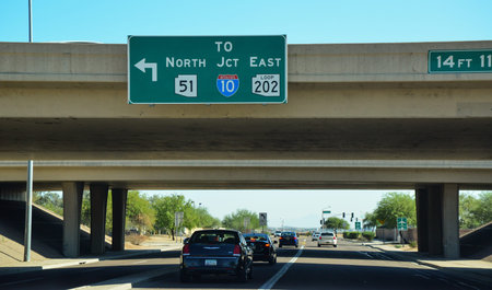 USA, PHENIX, ARIZONA- NOVEMBER 17, 2019: Traffic Signs and Road Signs in Arizona, USA