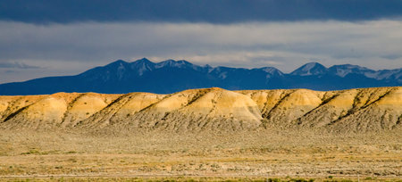 Mountainous landscape, red and yellow mountains in Utah, US