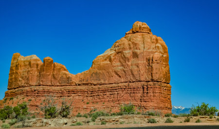 Eroded landscape, Arches National Park, Moab, Utah, USAの写真素材