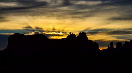 Evening sunset against the backdrop of the mountain landscape, and the red mountains. Canyonlands, Moab, Utah USAの写真素材