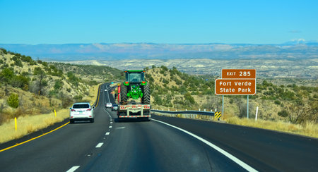 ARIZONA, USA - NOVEMBER 25, 2019: information plate on the road Fort Verde State Park, Arizona USA