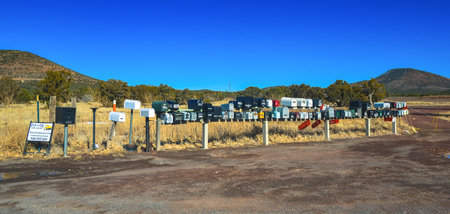 ARIZONA, USA - NOVEMBER 25, 2019: typical mailboxes of rural Americans on the side of the road in...