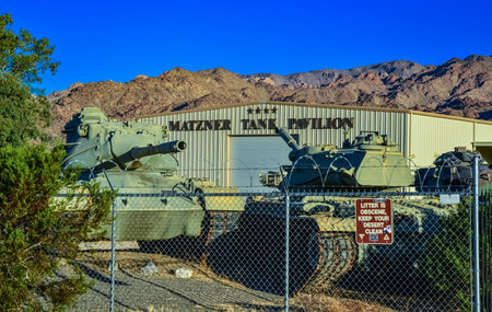 CALIFORNIA, USA - NOVEMBER 26, 2019: old tanks near the MATZNER TANK Pavilion - Tank Museum, CAのeditorial素材