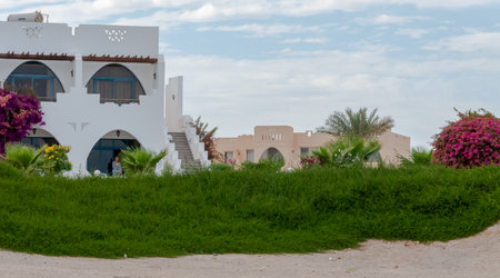 EGYPT - FEBRUARY 27, 2019: interior of a hotel complex on the Red Sea in Marsa Alam, Egyptのeditorial素材