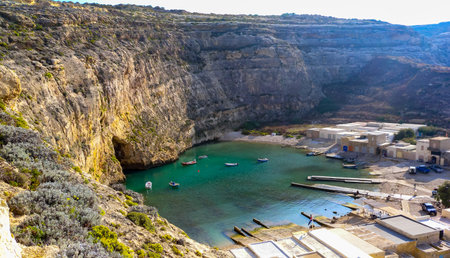 GOZO, MALTA - SEPTEMBER 14, 2012: The Inland Sea. Dwejra Is A Lagoon Of Seawater On The Island Of Gozo, Maltaのeditorial素材