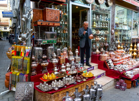 TRABZON, TÃ¼rkiye - OCTOBER 22, 2014: Sale of souvenirs and antiques in small shops in Trabzon,...