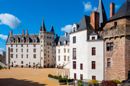 NANTES, FRANCE - SEPTEMBER 12, 2017: Internal view of Square of Castle of Brittany Duke's. The castle now houses The Nantes History Museumのeditorial素材