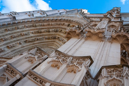 NANTES, FRANCE - SEPTEMBER 12, 2017: architectural elements, Cathedral of St. Peter and St. Paul of...