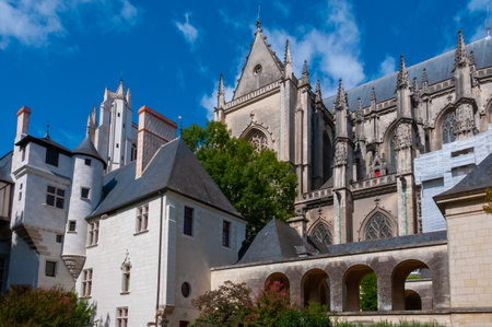 NANTES, FRANCE - SEPTEMBER 12, 2017: architectural elements, Cathedral of St. Peter and St. Paul of Nantes, Nantes Cathedral, Franceのeditorial素材