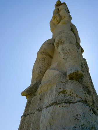 Kaliakra, Bulgaria-AUG. 16, 2014: Monument "The Gate of 40 Maidens" symbolizing the legend of 40 girls woven their braids, who rushed into the sea to avoid falling into the Turkish yokeのeditorial素材